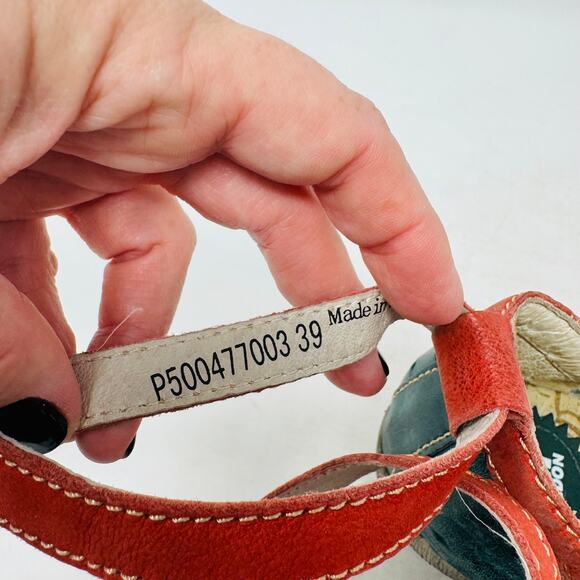 Fly London Ydel Teal and Red Leather Wedge Sandals Size 39 - Picture 11 of 13